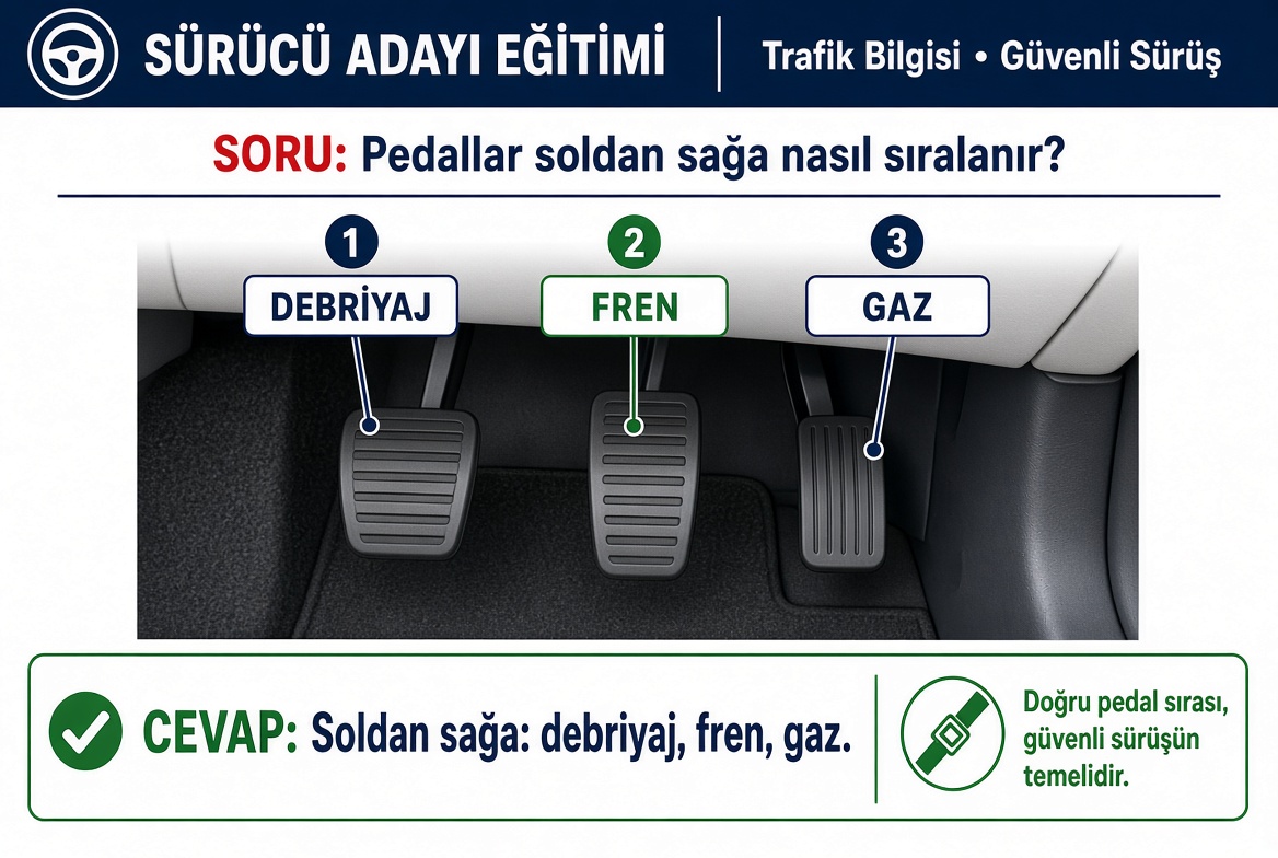 Pedallar soldan sağa nasıl sıralanır?