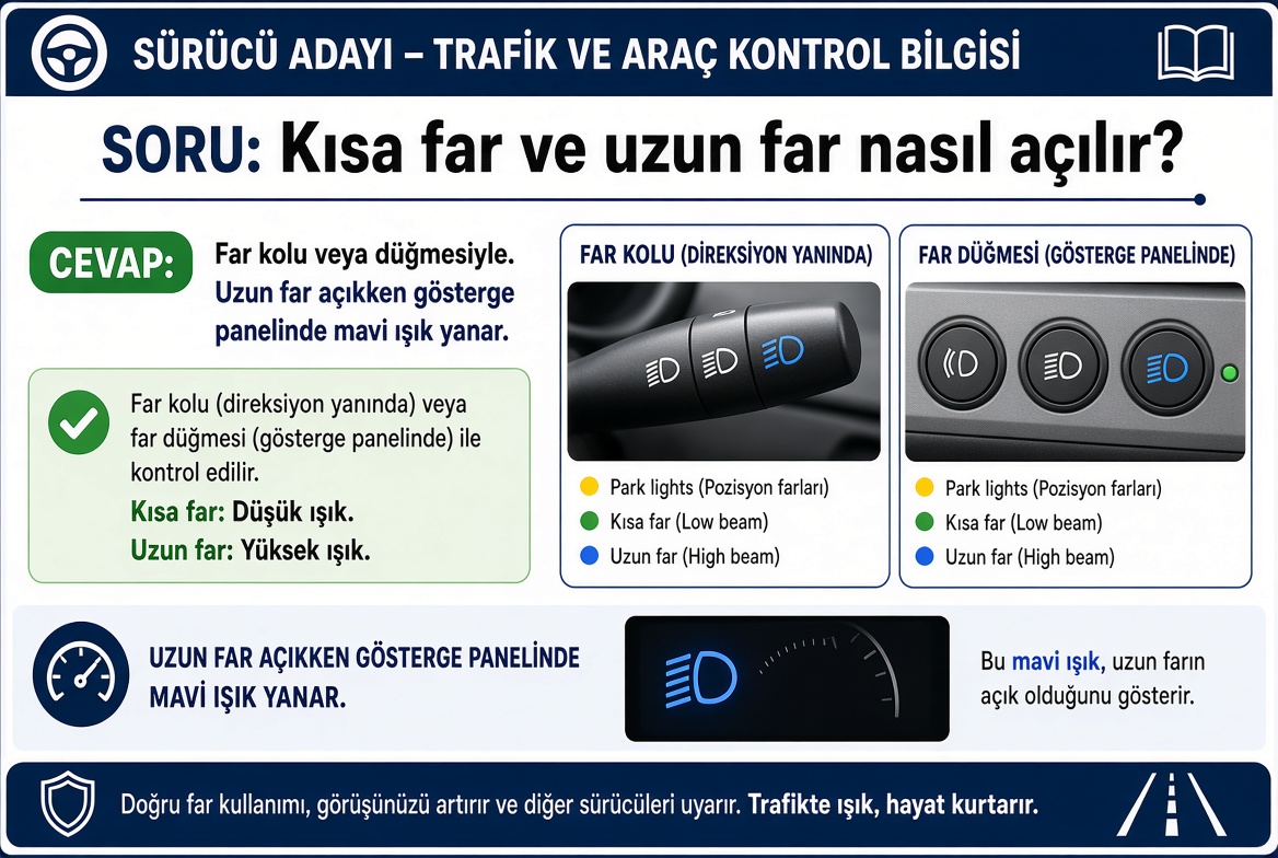 Kısa far ve uzun far nasıl açılır?